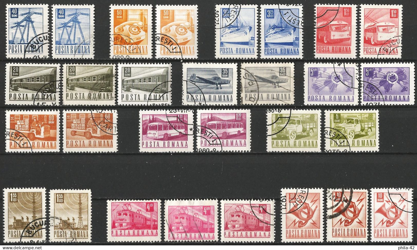 Romania 1968 - Mi 2639... - YT 2345... ( Post And Transports ) Shades Of Color - Used Stamps