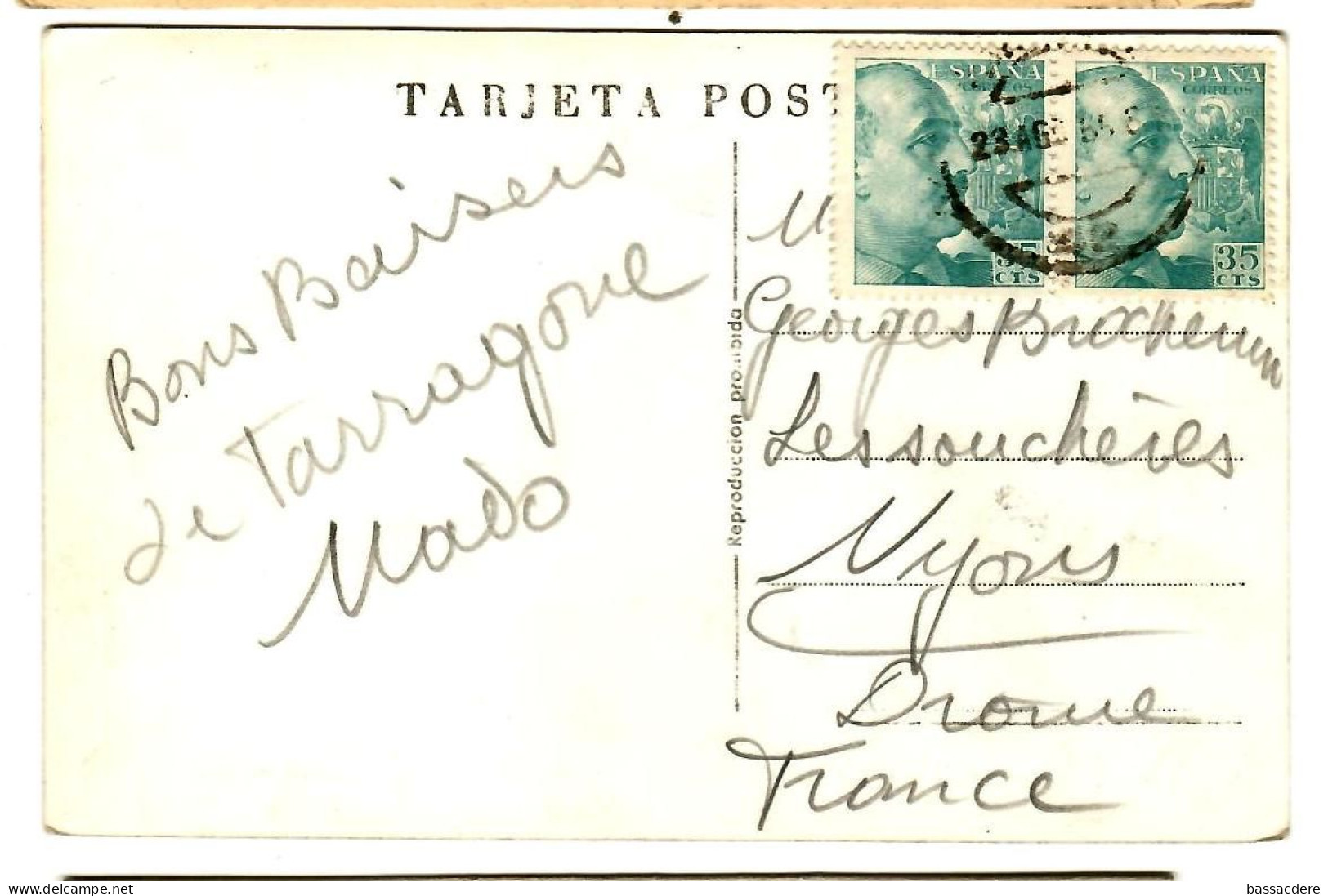 79523 - TARRAGONE Pour La France - Storia Postale