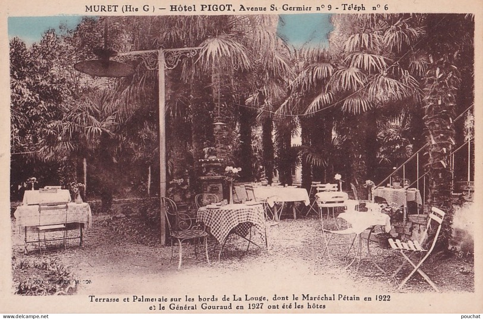 B13-31) MURET - HOTEL PIGOT - 9 AVENUE  ST GERMIER - TERRASSE ET PALMERAIS  - ( 2 SCANS ) - Muret