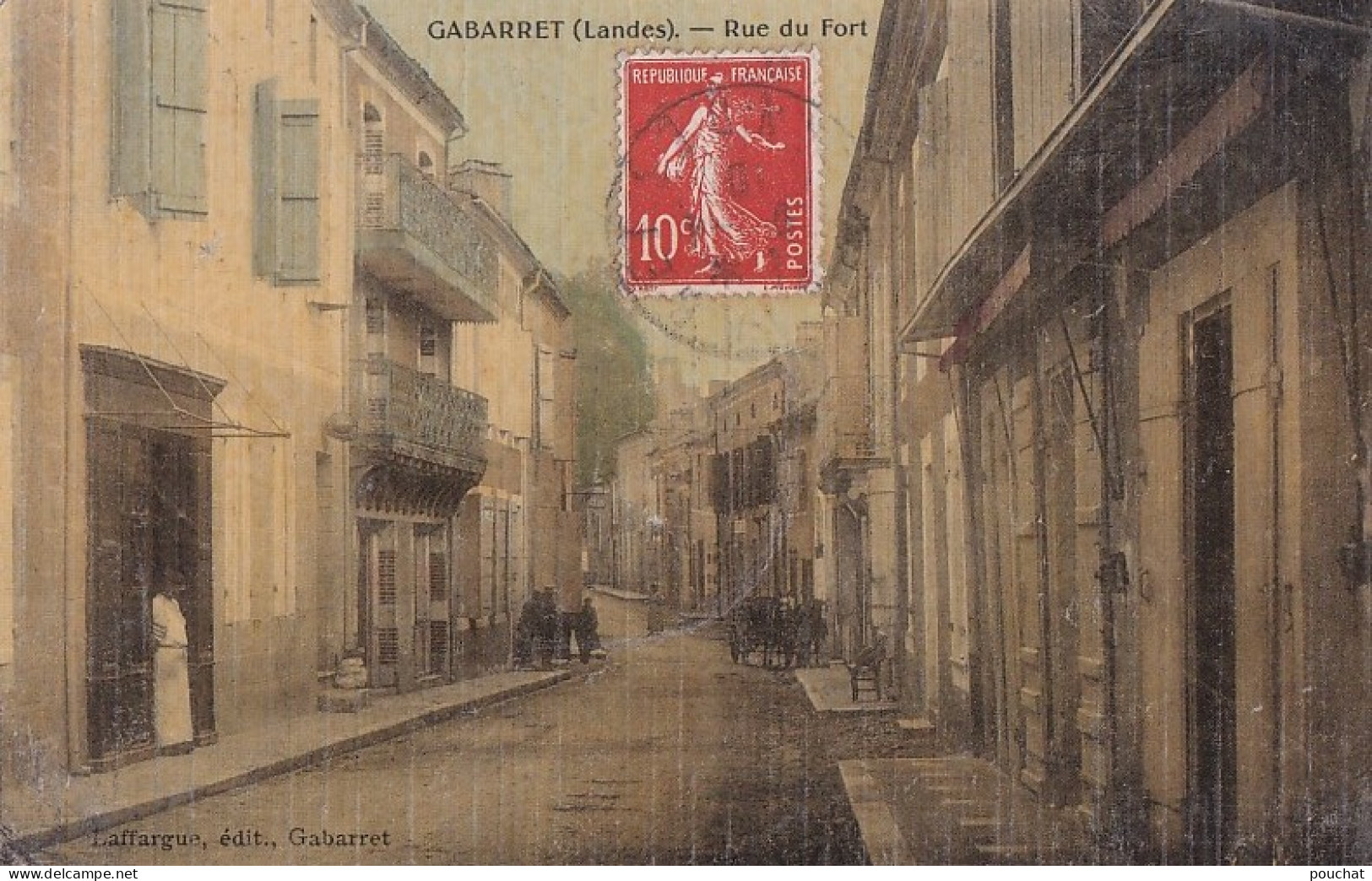 B16-40) GABARRET - LANDES - RUE DU FORT - ANIMATION - HABITANTS - CARTE TOILEE COULEURS  - Gabarret