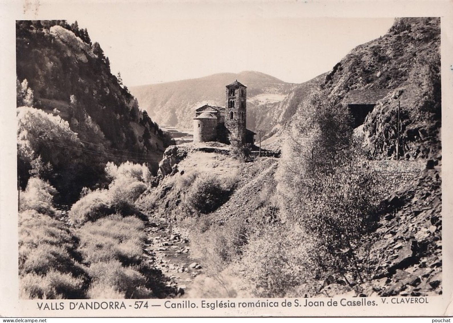 B24- VALLS D'ANDORRA -  CANILLO - ESGLESIA ROMANICA DE ST JOAN DE CASELLAS - EDIT. V. CLAVEROL -  EN 1956 - ( 2 SCANS ) - Andorra
