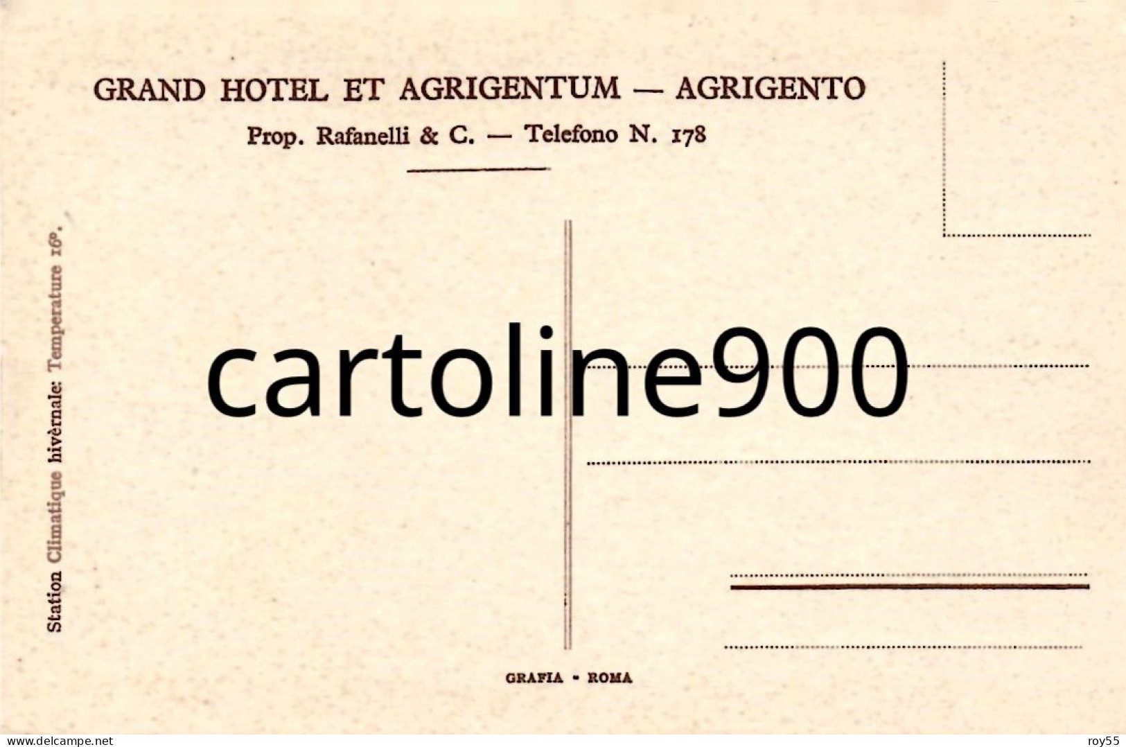 Sicilia Agrigento Cartolina Diploma E Medaglia Del Ministero Dell'economia Nazionale Grand Hotel Et Agrigentum ( Picc.) - Hotel's & Restaurants
