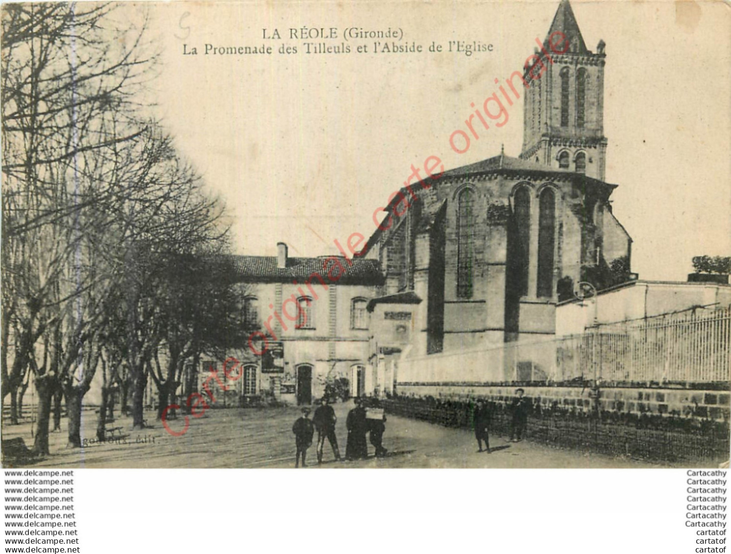 33.  LA REOLE .  La Promenade Des Tilleuls Et L'Abside De L'Eglise . - La Réole