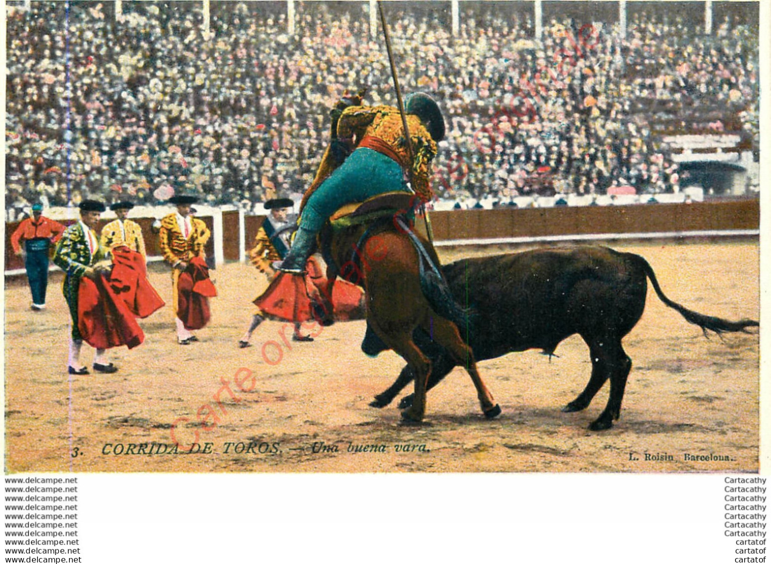 Corrida De Toros . Una Buena Vara . (arènes , Taureaux , Toréro ... ) . - Corrida