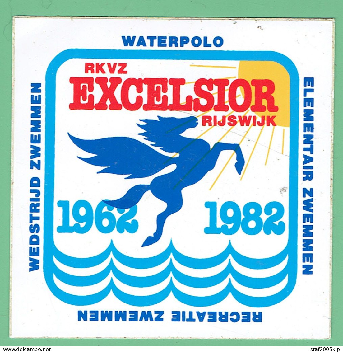 Sticker - RKVZ EXCELSIOR RIJSWIJK 1962 1982 - Zwemmen Waterpolo - Stickers