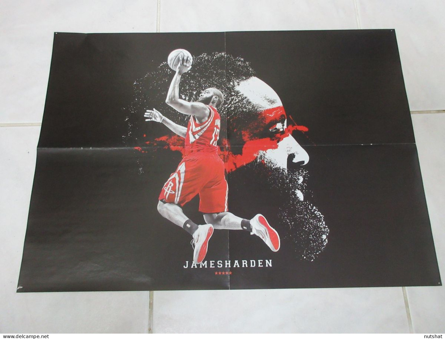 BASKET NBA POSTER 33 James HARDEN HOUSTON Au Dos Kevin LOVE WOLVES               - Altri & Non Classificati