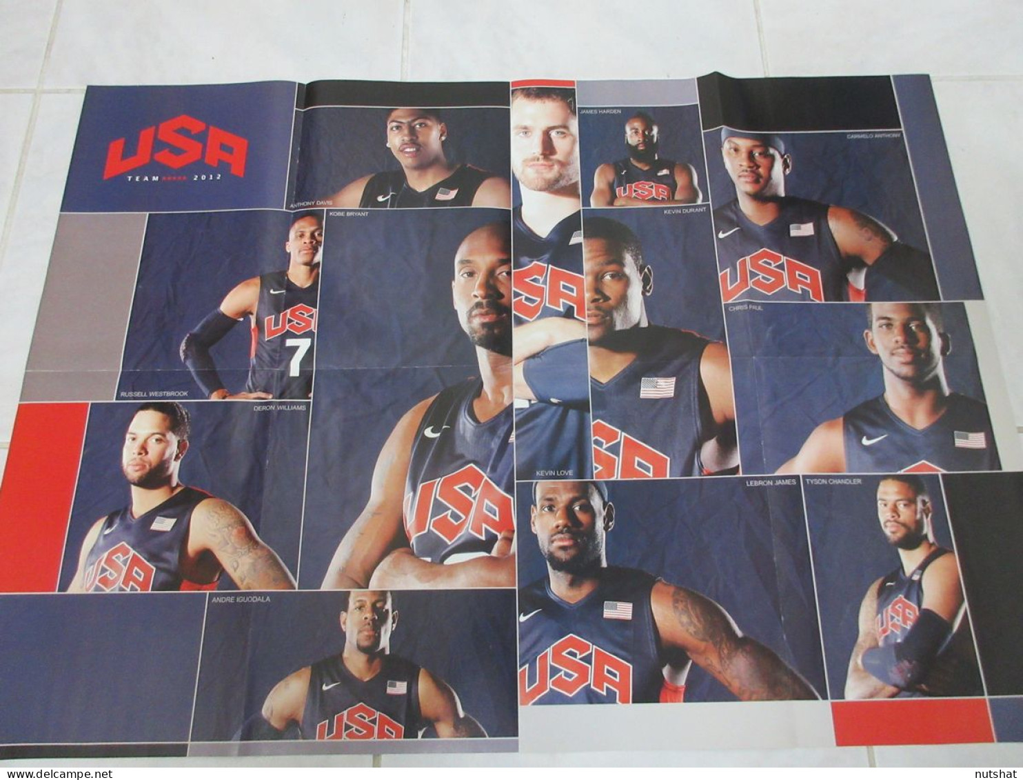 BASKET NBA POSTER 13 Kobe BRYANT LAKERS Au Dos USA TEAMS 2012 WESTBROOK HARDEN   - Sonstige & Ohne Zuordnung