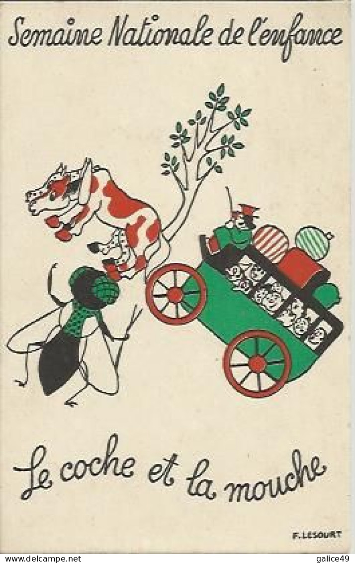 3539 Semaine Nationale De L'enfance - Le Coche Et La Mouche - Illustrateur F. Lesourt - Collections, Lots & Series