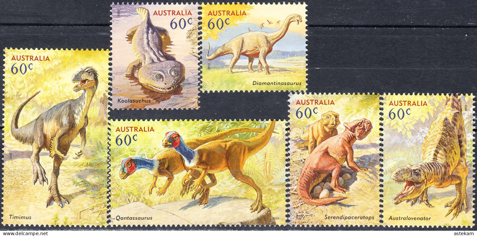 AUSTRALIA 2013, FAUNA, PREHISTORIC ANIMALS, COMPLETE MNH SERIES With GOOD QUALITY, *** - Neufs