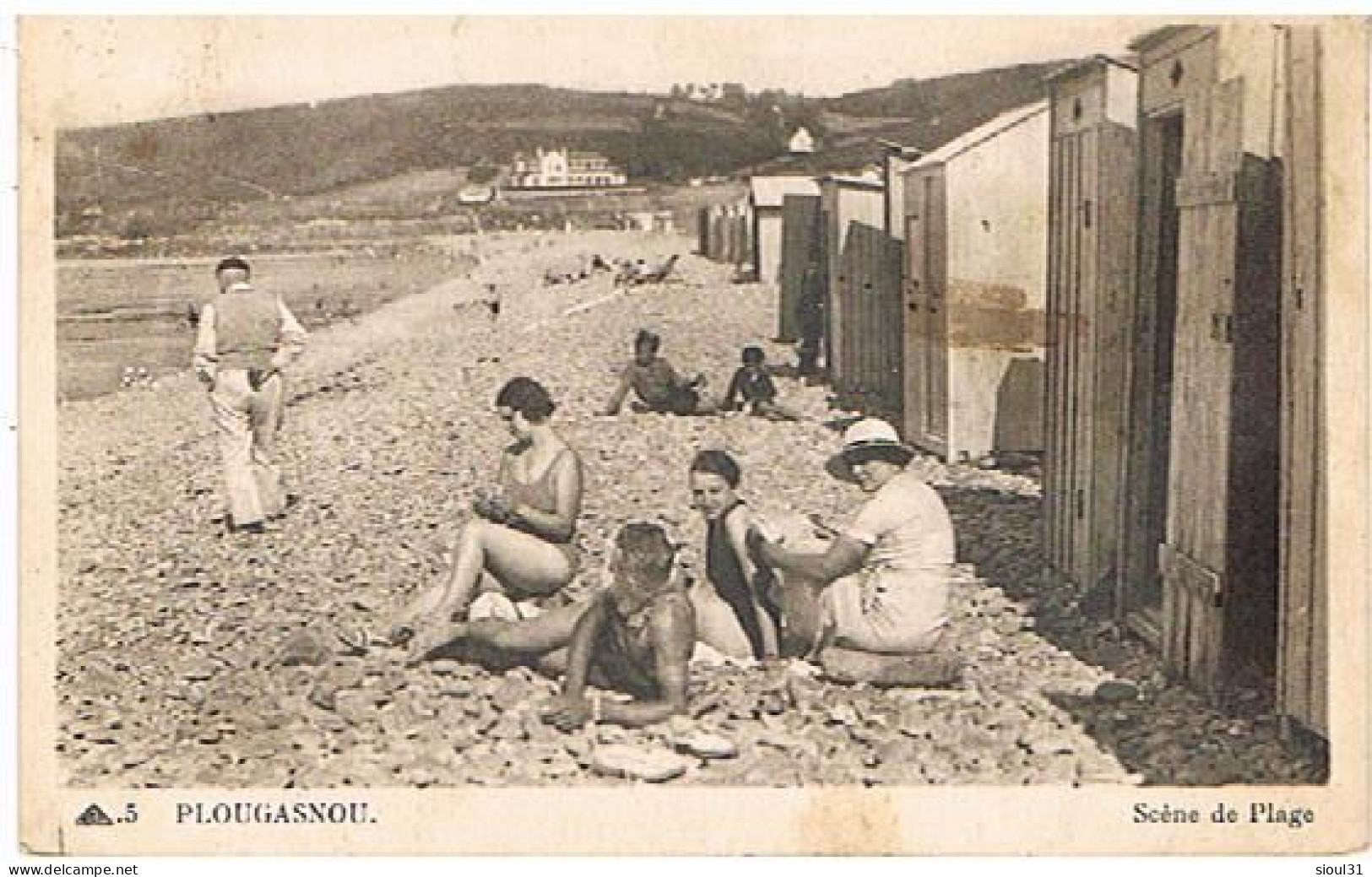 29   PLOUGASNOU SCENE DE PLAGE 1938 - Plougasnou