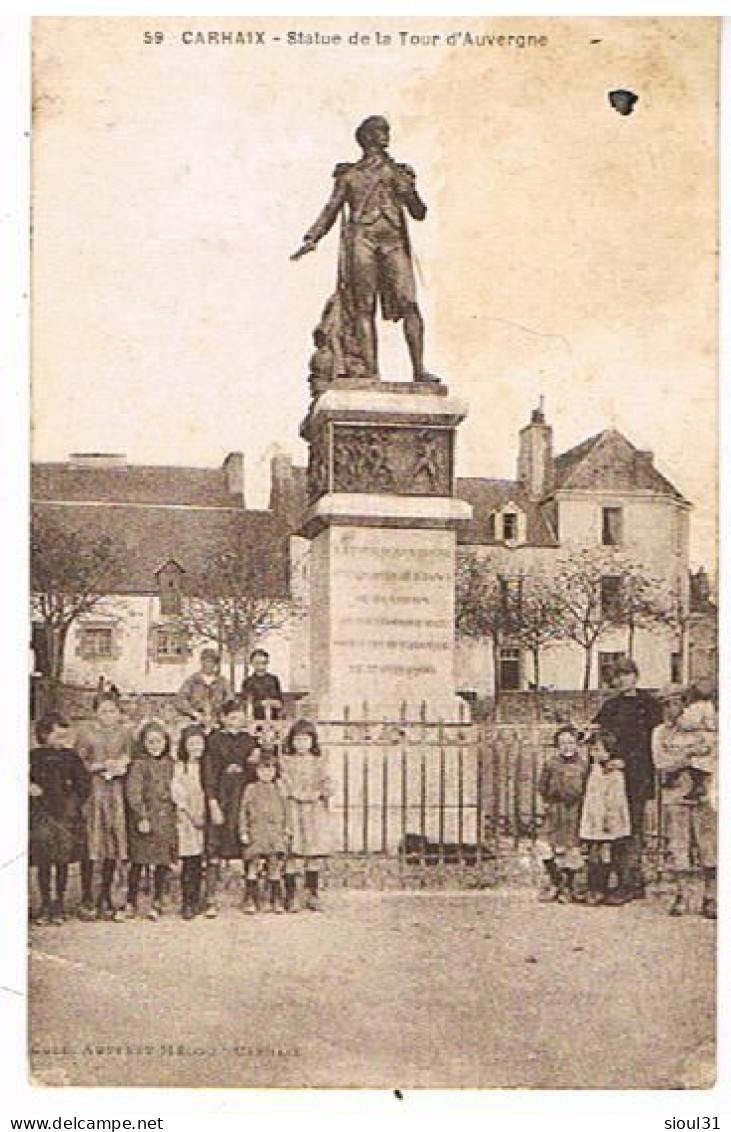 29 CARHAIX STATUE DE LA TOUR D AUVERGNE ENFANTS  1927 - Carhaix-Plouguer