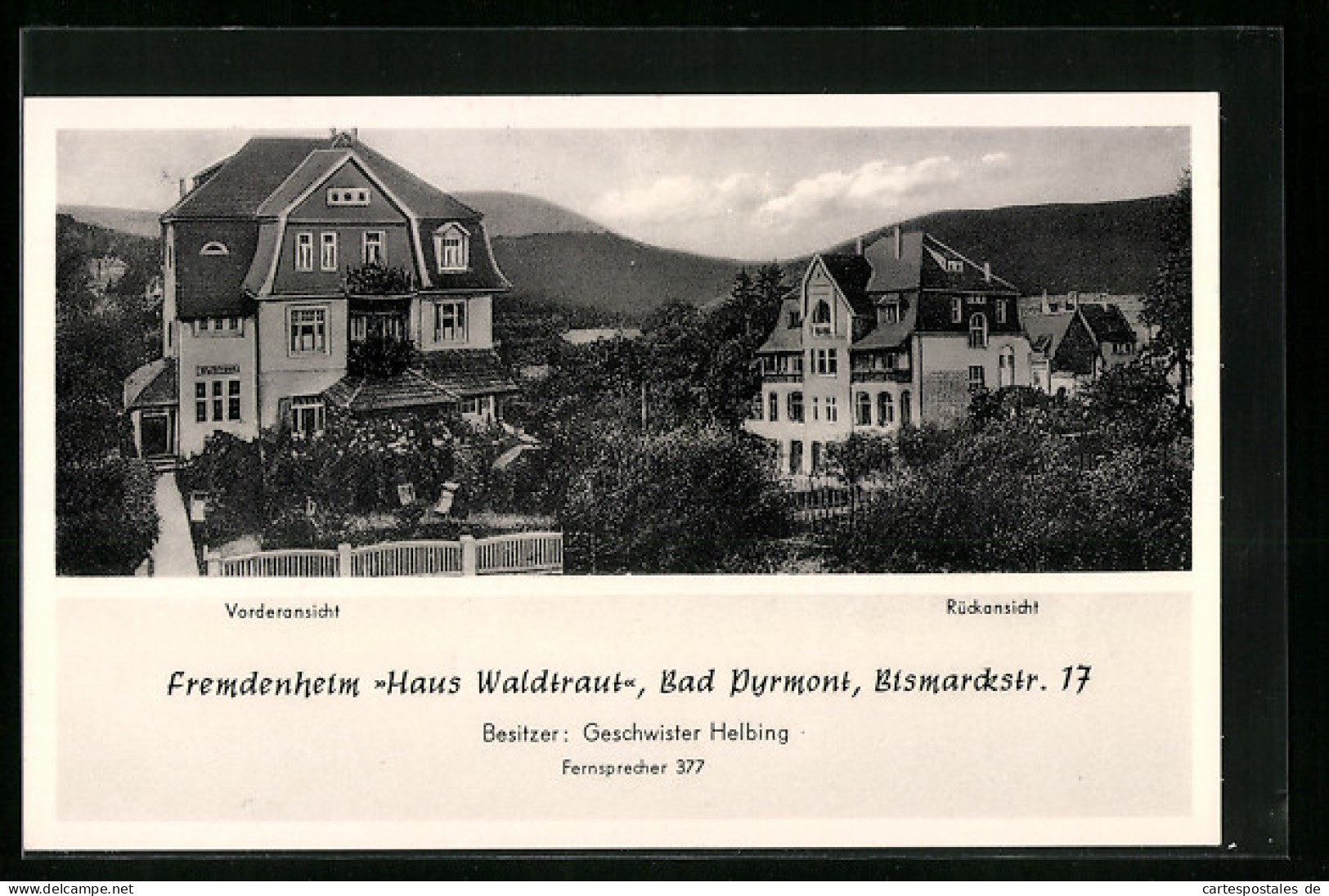 AK Bad Pyrmont, Fremdenheim Haus Waldtraut-Vorder- Und Rückansicht  - Bad Pyrmont