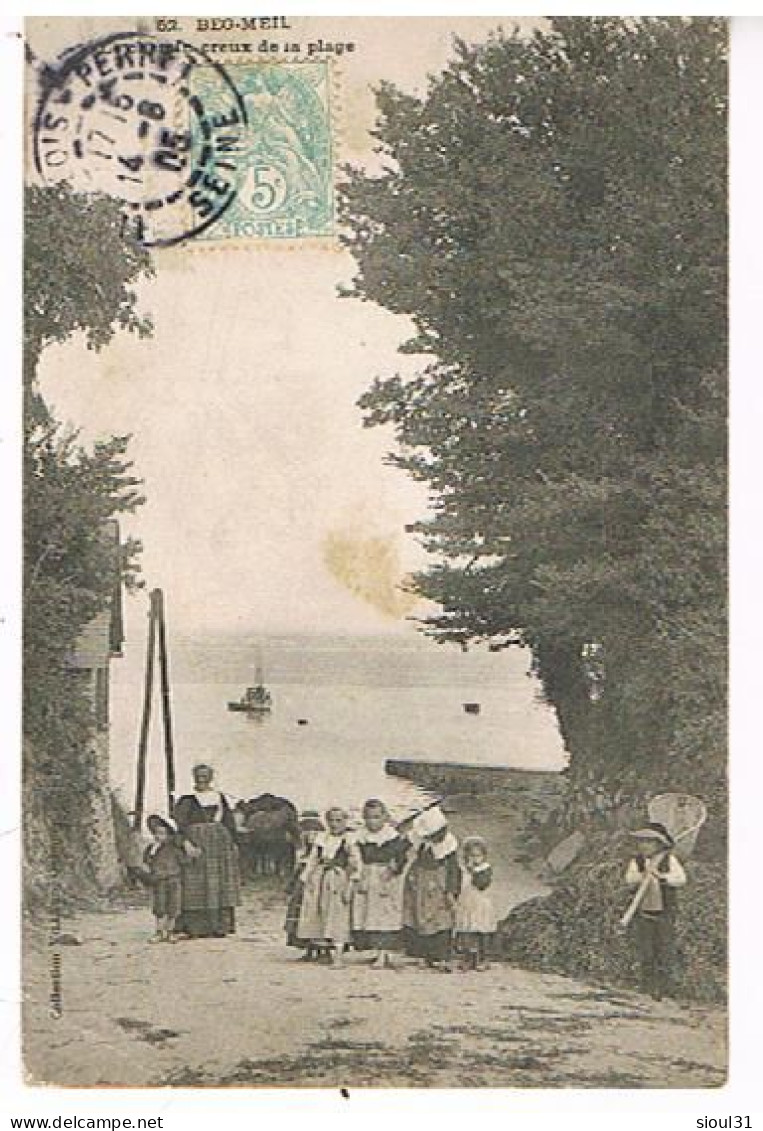 29   BEG MEIL LE CHEMIN CREUX DE LA PLAGE  ENFANTS   1905 - Beg Meil