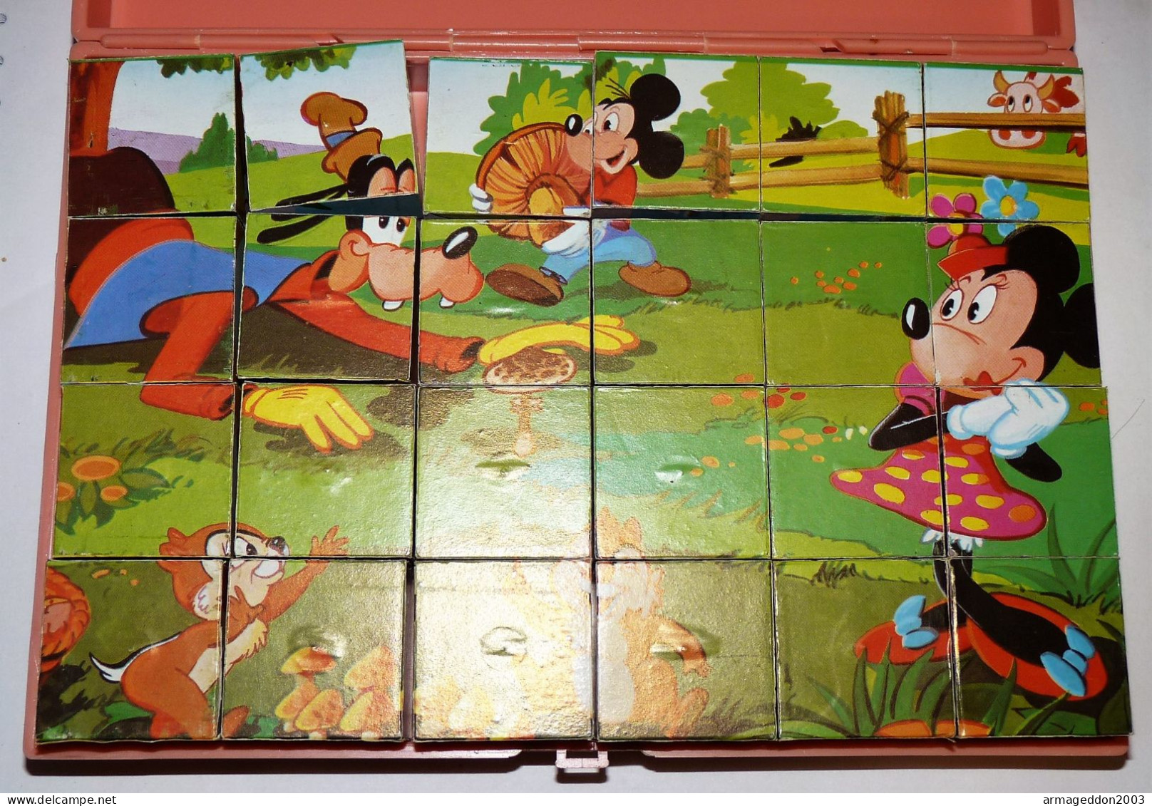 VINTAGE ANNEE 80 BOITE À CUBES DISNEY FRANCE JOUETS 24 PIECES BE - Giocattoli Antichi