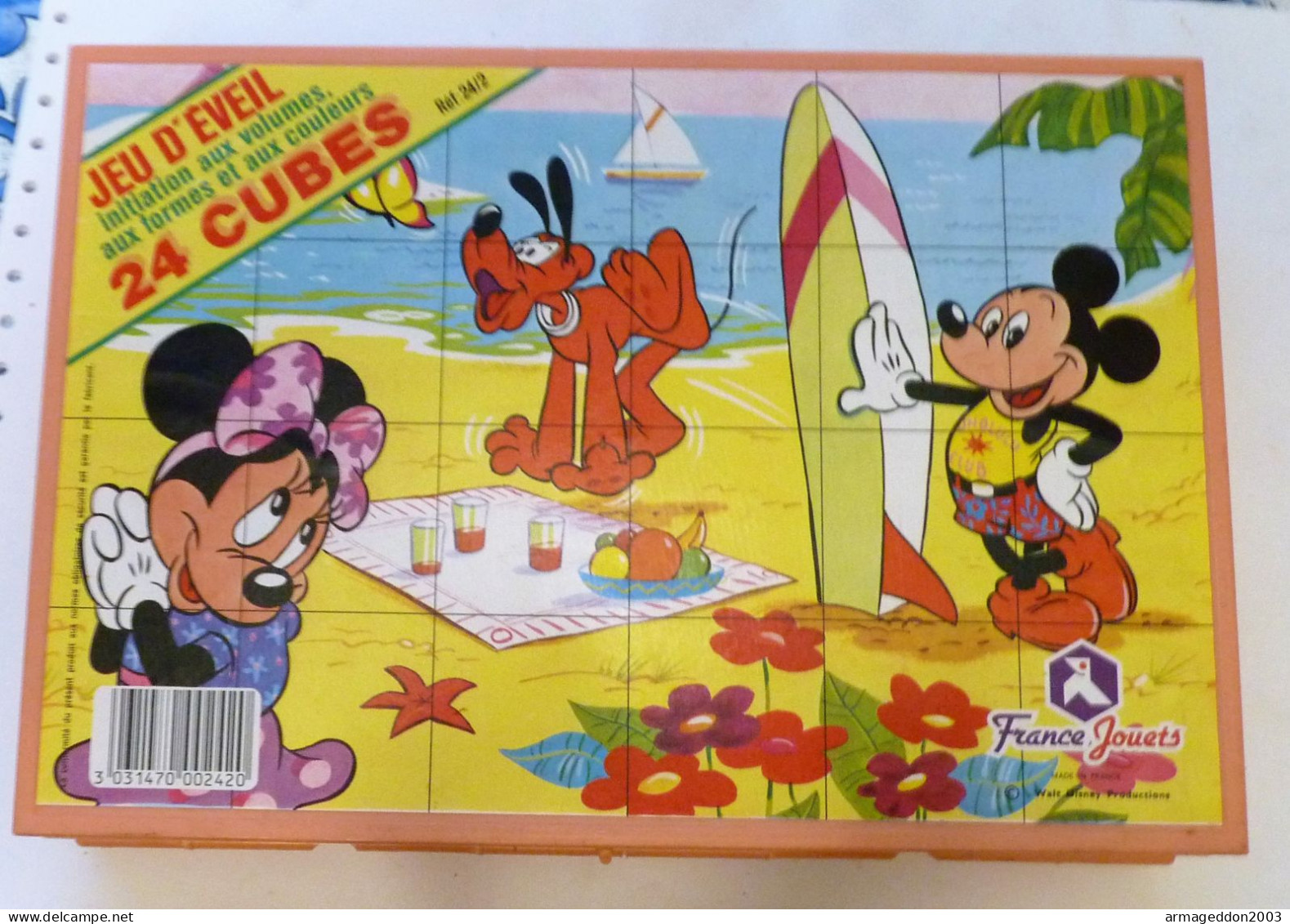 VINTAGE ANNEE 80 BOITE À CUBES DISNEY FRANCE JOUETS 24 PIECES BE