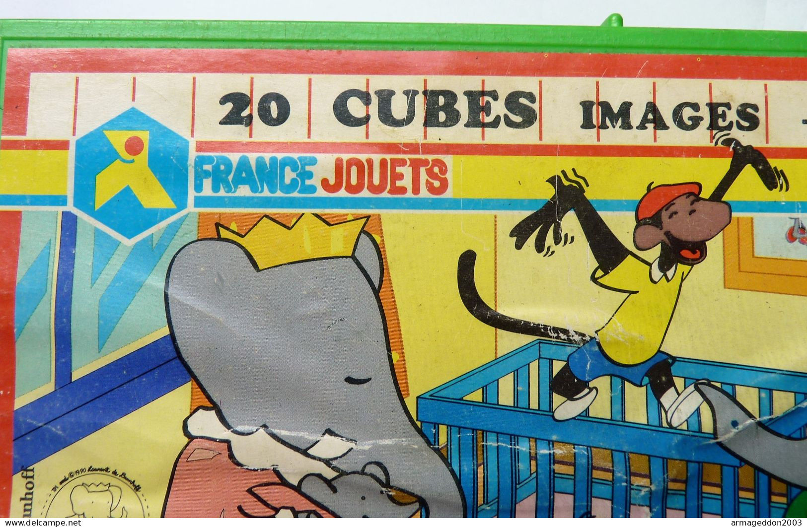 VINTAGE ANNEE 90 BOITE À CUBES BABAR FRANCE JOUETS 20 PIECES BE