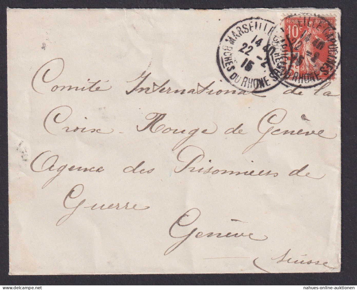 Frankreich Brief Marselle SST Genf Schweiz - Cartas & Documentos