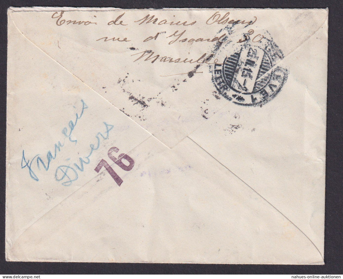 Frankreich Brief Marselle SST Genf Schweiz - Cartas & Documentos