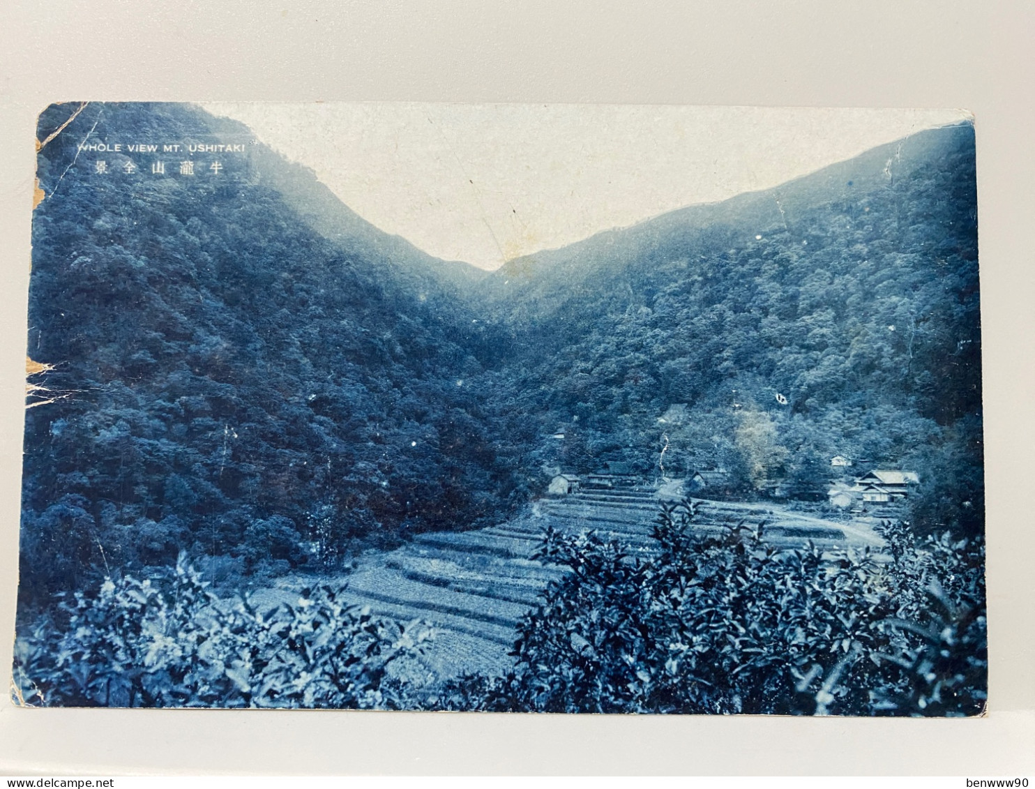 大阪 牛瀧山全景 植田權重 WHOLE VIEW MOUNT USHITAKI OSAKA, Used Stamped  ,  JAPAN JAPON POSTCARD - Osaka