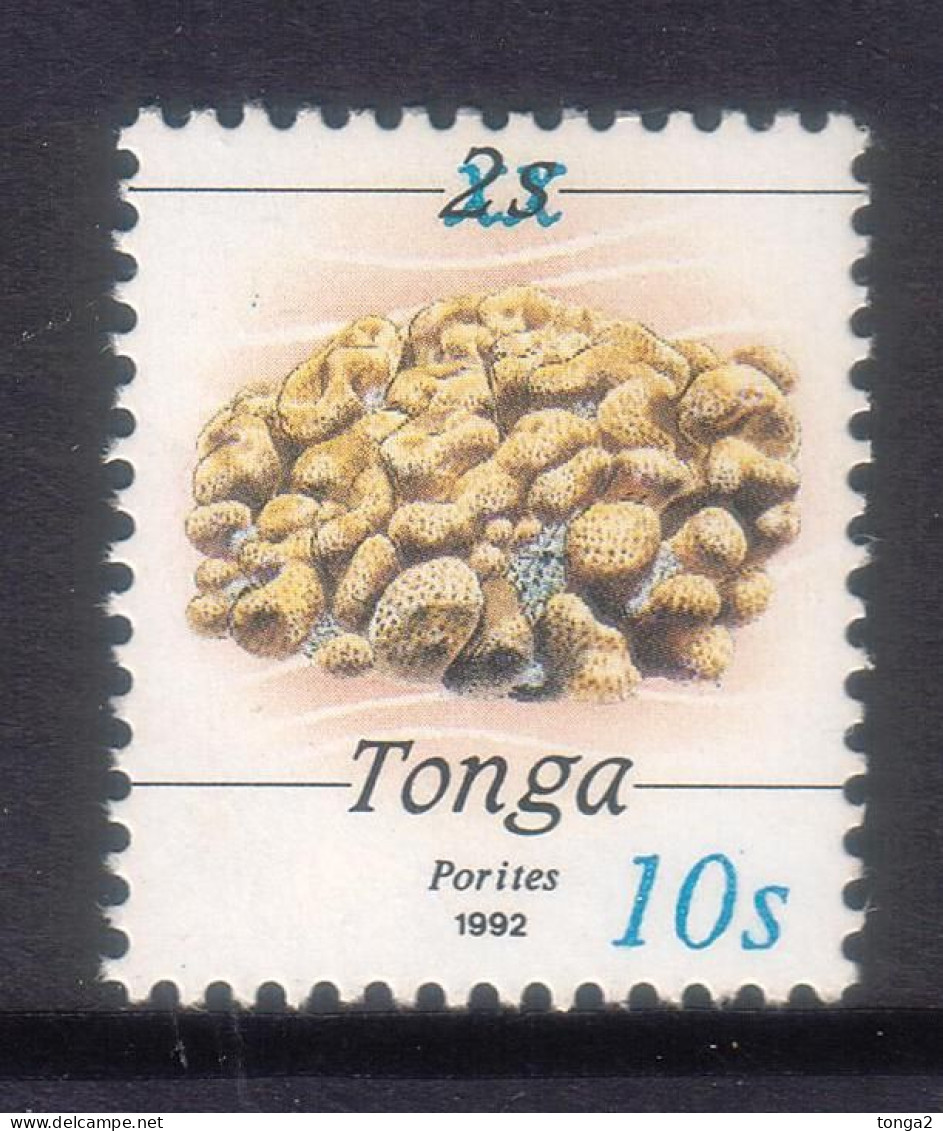 Tonga 1993 Scarce Local Overprint - 10s On 2s Coral - MNH - SG 1217 - Sc 609 - Marine Life