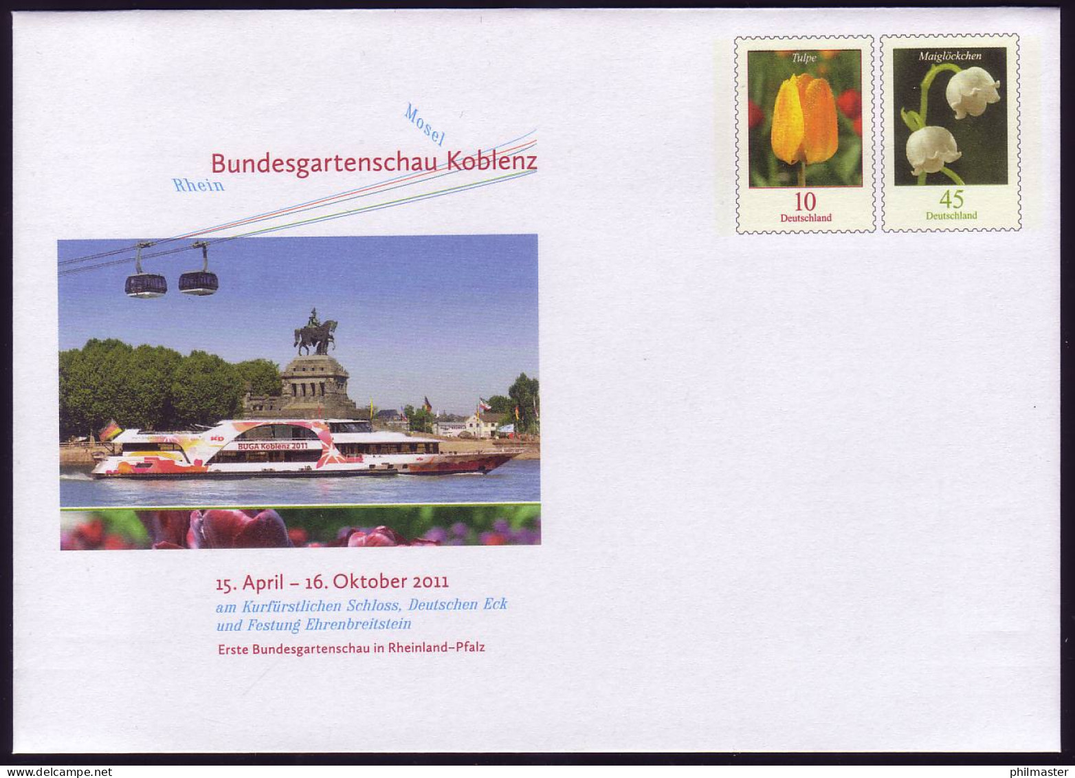 U 41 Blumen 10+45 Cent Bundesgartenschau Koblenz, Postfrisch - Enveloppes - Neuves