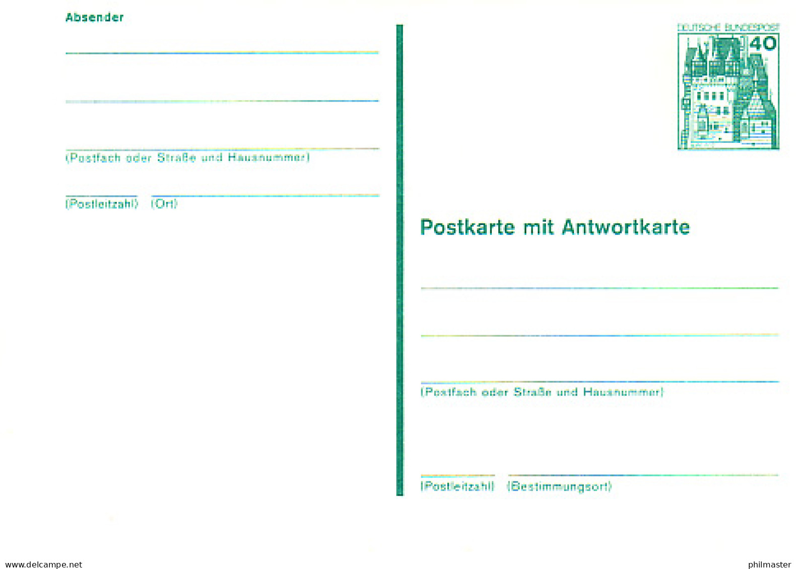 P 123 BuS 40/40 Pf Strichlinien, Mit Leitvermerke ** Wie Verausgabt - Postkarten - Ungebraucht