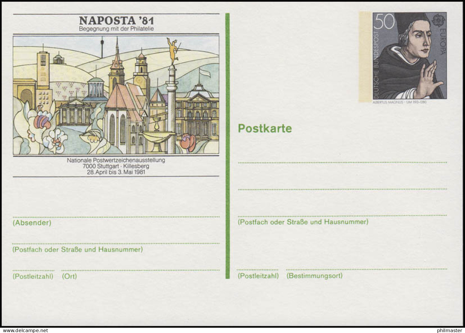 PSo 6 NAPOSTA Stuttgart 1981, ** - Cartes Postales - Neuves