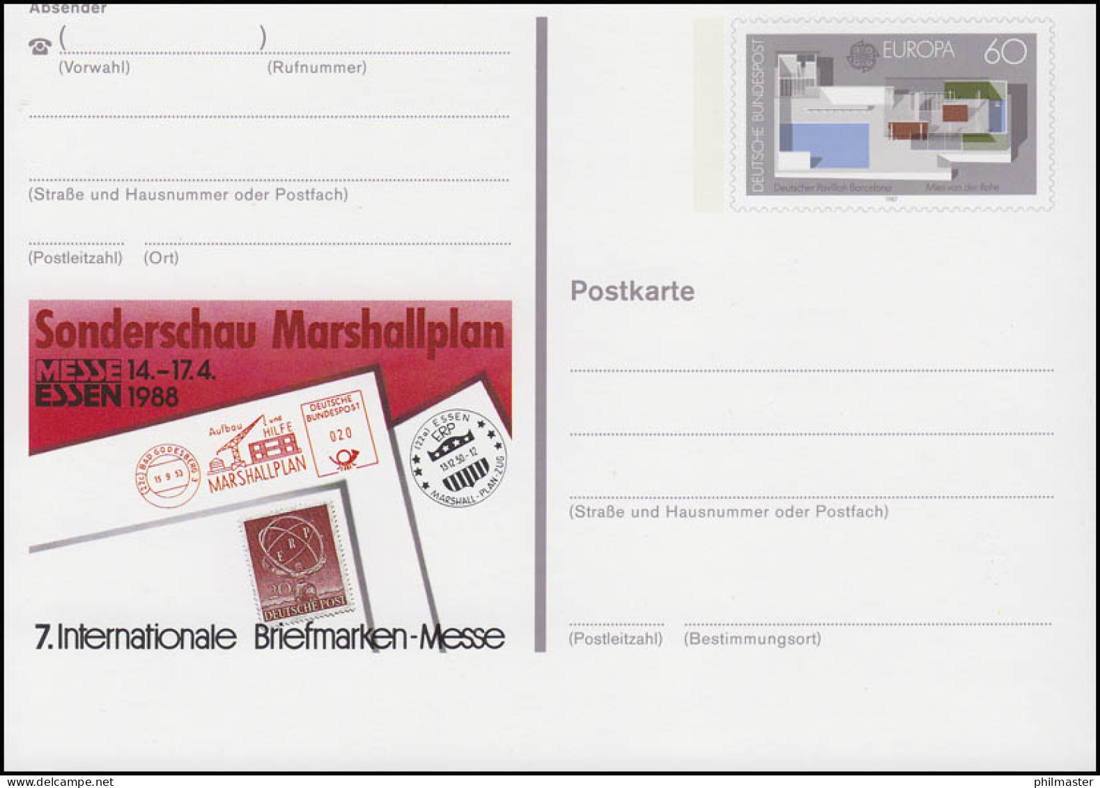 PSo 16 Briefmarken-Messe ESSEN 1988, Postfrisch Wie Verausgabt, ** - Cartes Postales - Neuves