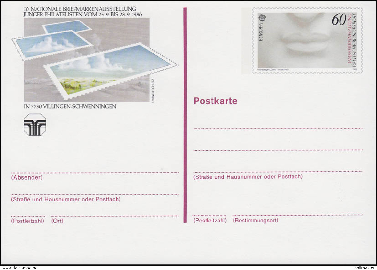 PSo 13 NAJUBRIA Villingen-Schwenningen 1986, ** - Postkaarten - Ongebruikt