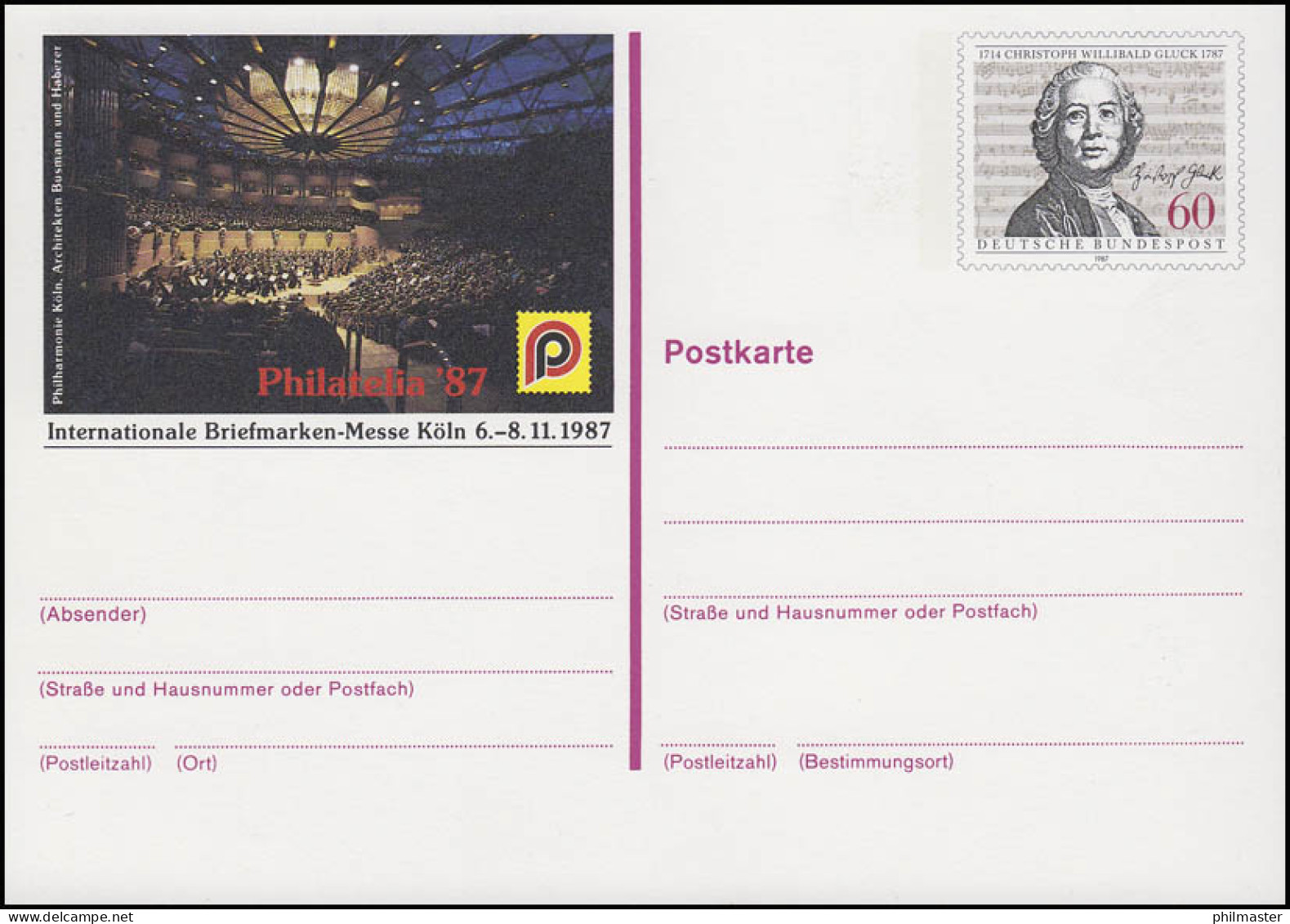 PSo 15 PHILATELIA Köln 1987, ** - Postcards - Mint
