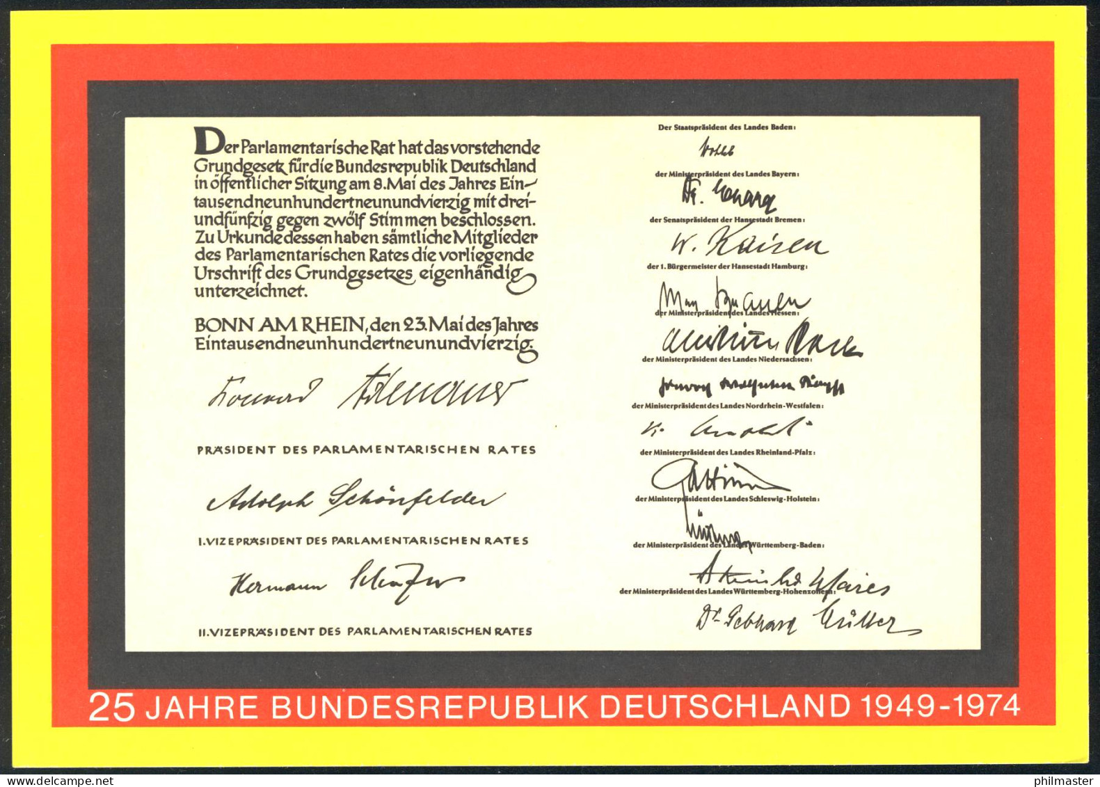 PSo 4 - 25 Jahre Bundesrepublik Deutschland, ESSt Bonn 15.5.74 - Postales - Nuevos