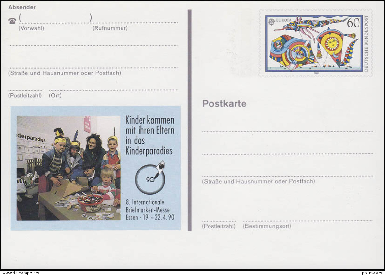 PSo 20 Briefmarken-Messe ESSEN - Kinderparadies 1990, ** - Postkarten - Ungebraucht