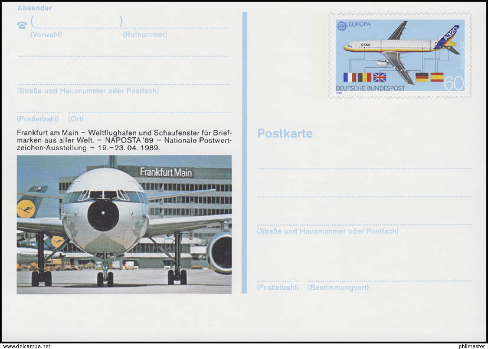 PSo 17 Briefmarkenausstellung NAPOSTA Frankfurt/Main 1989, ** - Postkarten - Ungebraucht