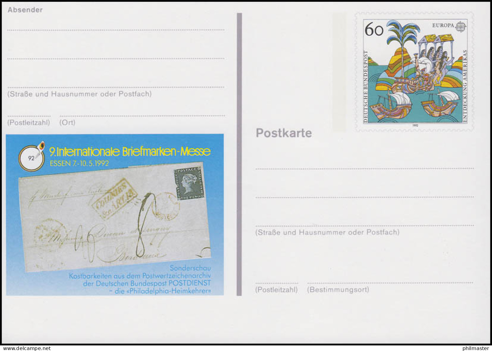PSo 27 Briefmarken-Messe ESSEN 1992, ** Postfrisch Wie Verausgabt - Cartoline - Nuovi
