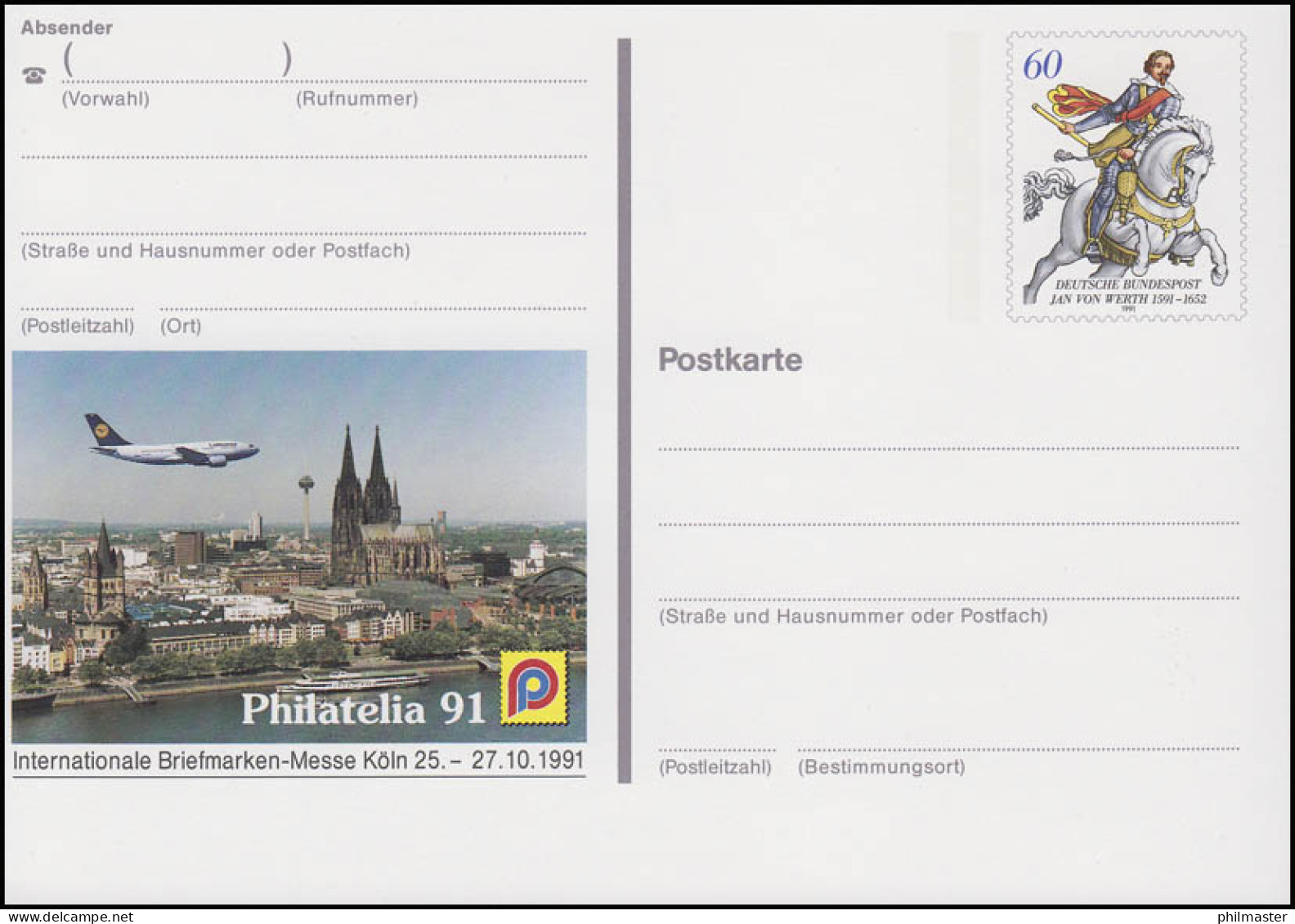 PSo 25 Briefmarken-Messe PHILATELIA Köln 1991, ** - Postkaarten - Ongebruikt
