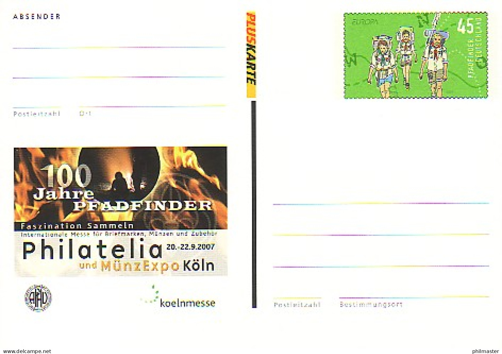 PSo 96 Philatelia Köln - 100 Jahre Pfadfinder 2007, ** - Cartes Postales - Neuves