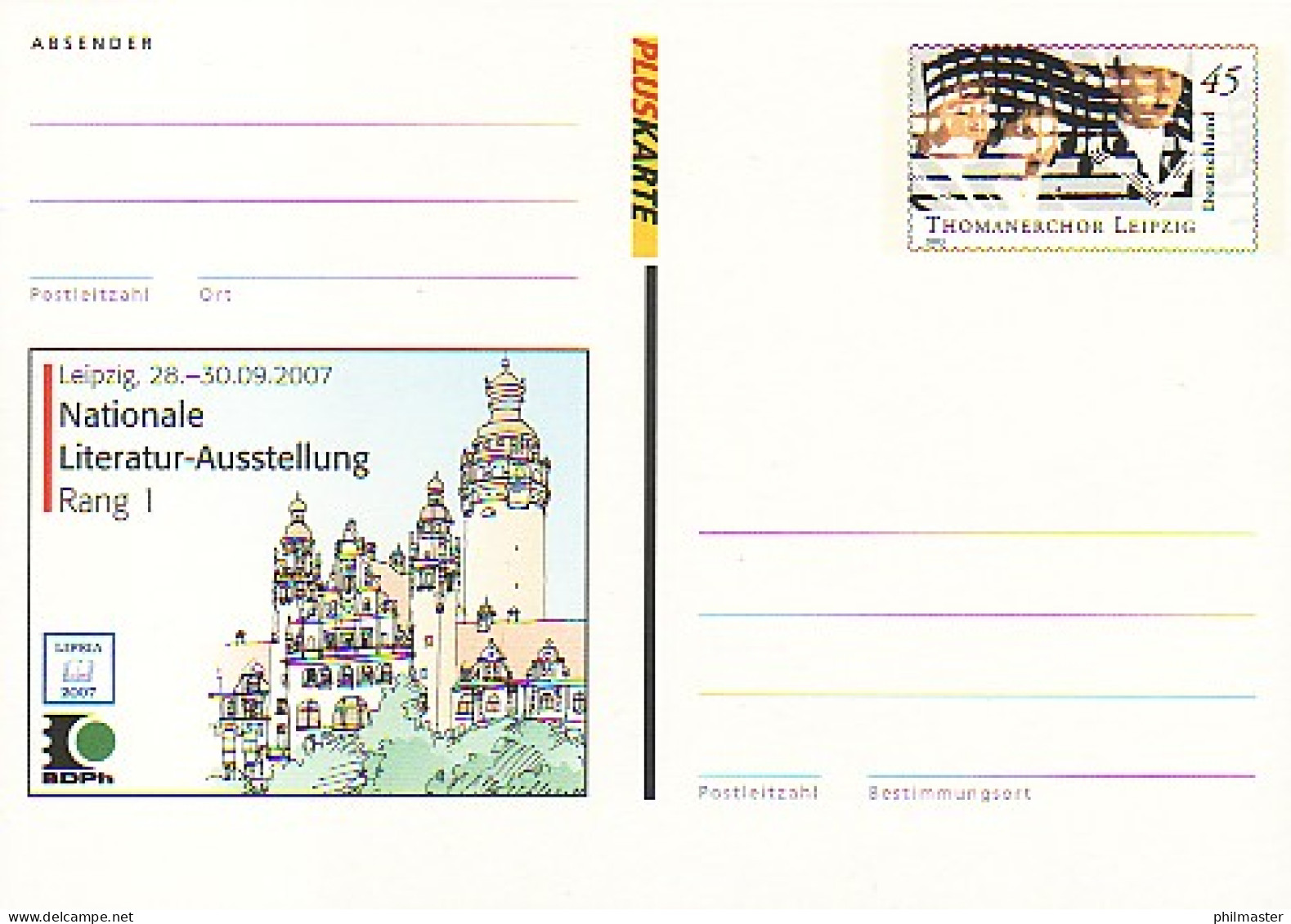 PSo 97 Nationale Literatur-Ausstellung Leipzig 2007, ** - Postcards - Mint