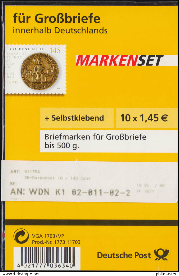 62IbB SB Aa MH Goldene Bulle / Blister Rotes Aufreißband, Label B ** - 2001-2010