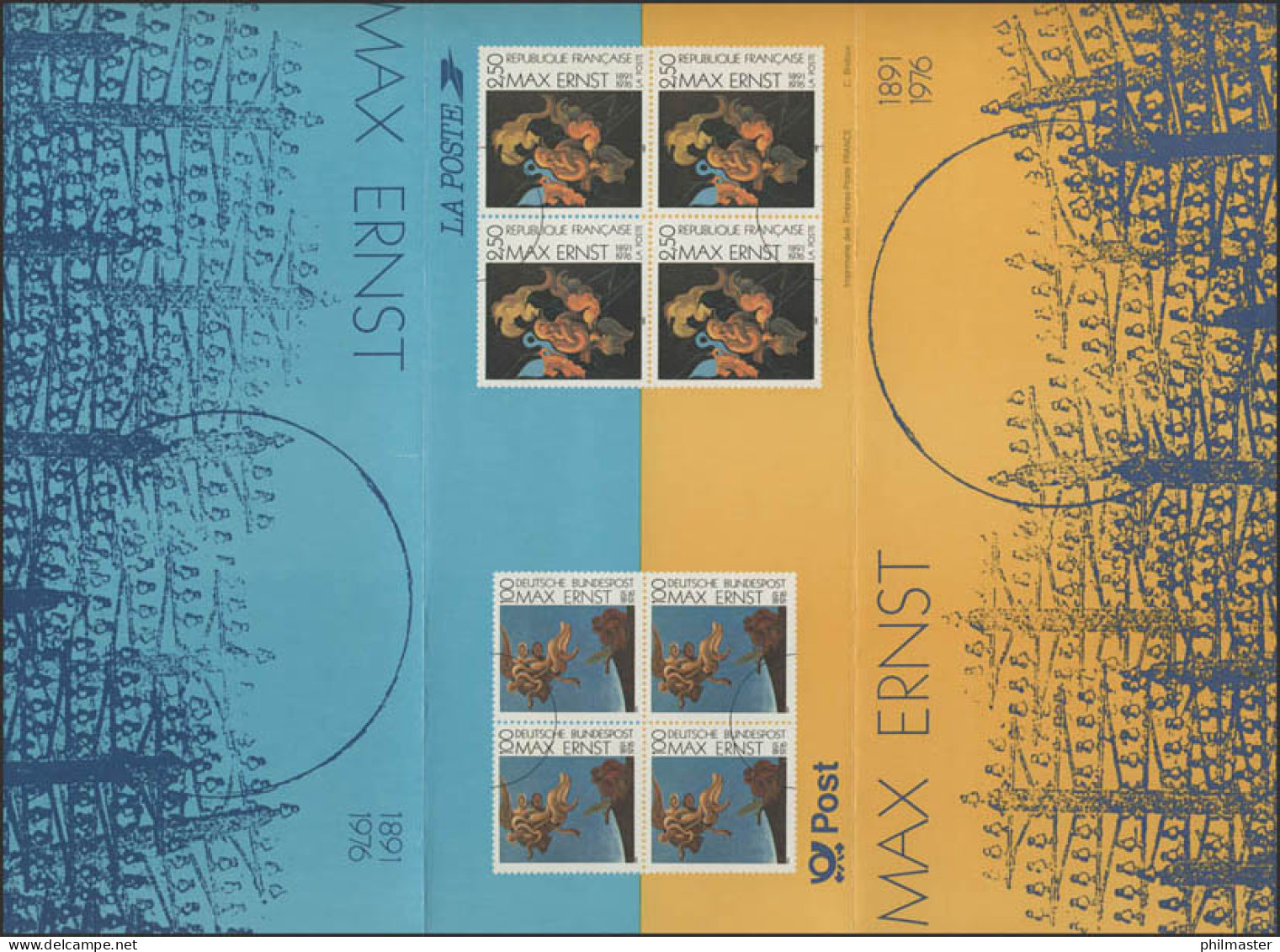 Max Ernst Von 1991, Bund 1569 Und Frankreich 2862, Faltkarte Postfrisch, ** - Joint Issues