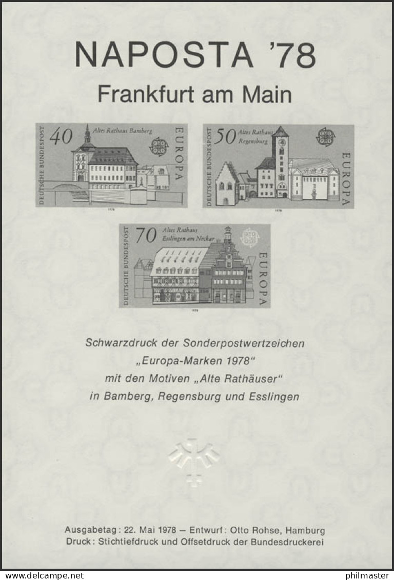 NAPOSTA Frankfurt/Main Europa CEPT Sonderdruck 1978 - Privées & Locales