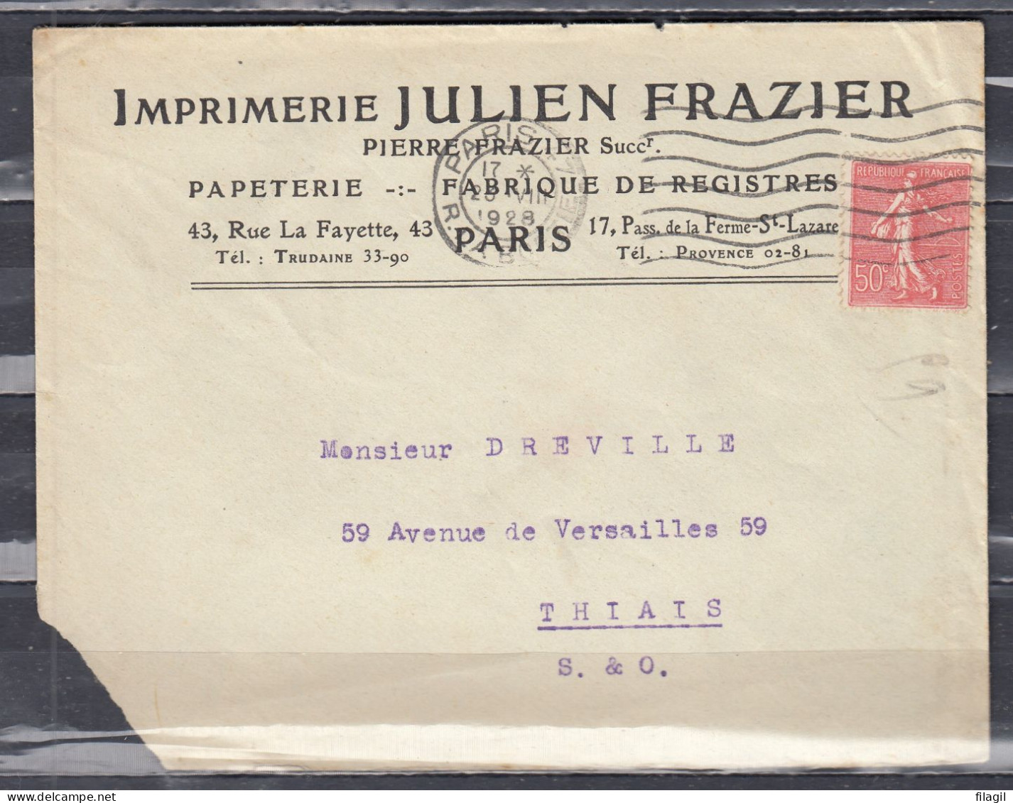 Brief Van Paris 47 Naar Thiais - Cartas & Documentos