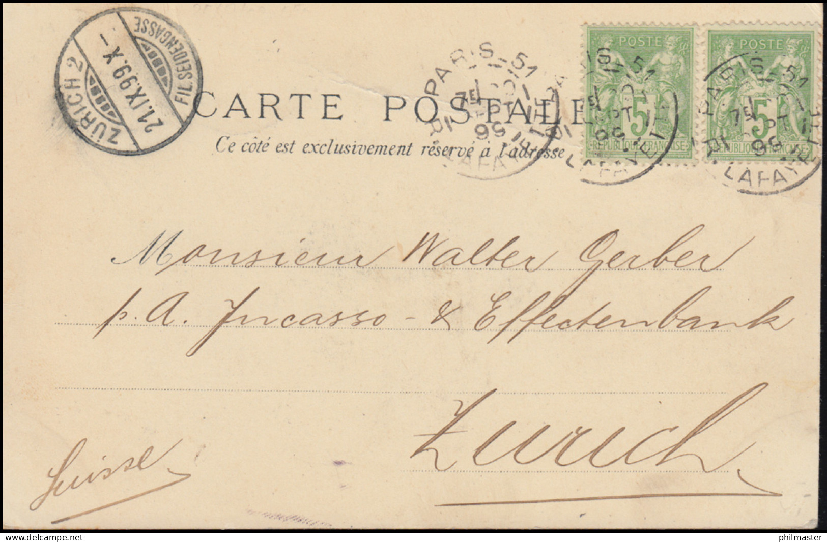 Ansichtskarte Bildnis Von Jules Guerin, PARIS 20.9.1899 Nach ZÜRICH 21.9.99 - Medicine