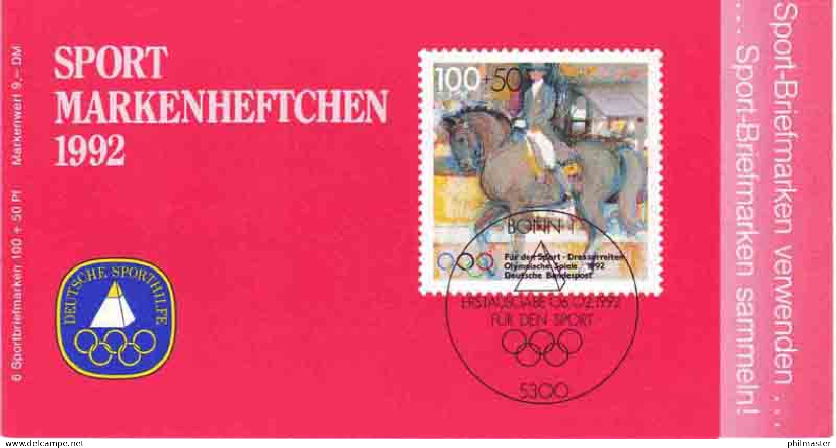Sport 1992 Dressurreiten 100 Pf, 6x1594, ESSt Bonn - Hippisme