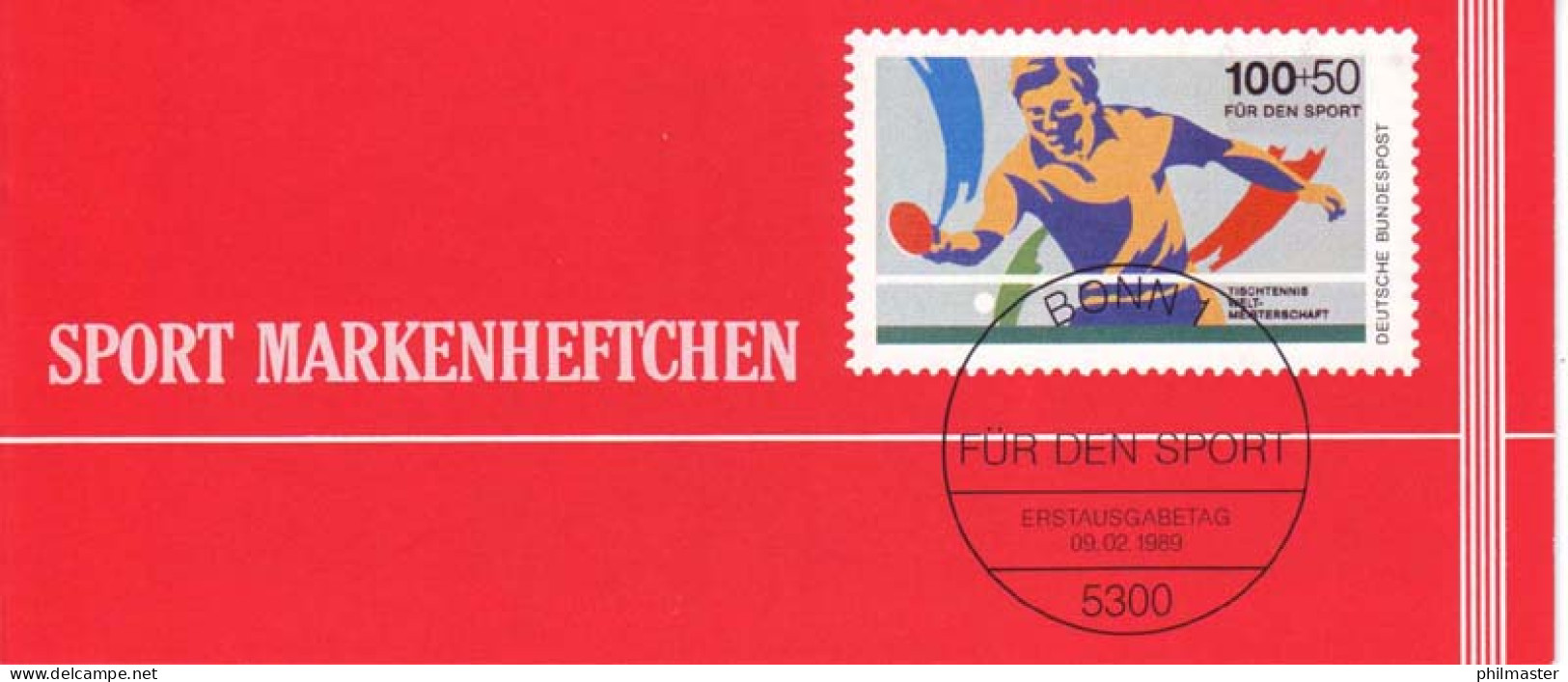 Sport 1989 Tischtennis 100 Pf, 6x1408, ESSt Bonn - Table Tennis