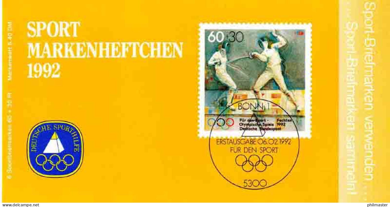 Sport 1992 Fechten - Damen-Florett 60 Pf, 6x1592,  ESSt Bonn - Fencing