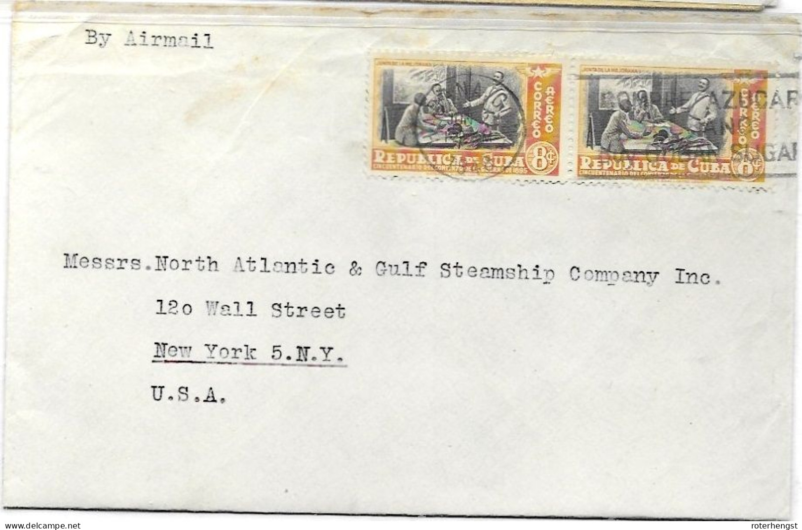 Cuba Letter 1948 To New York With Better Stamps And Sugar Industry Cancel - Briefe U. Dokumente