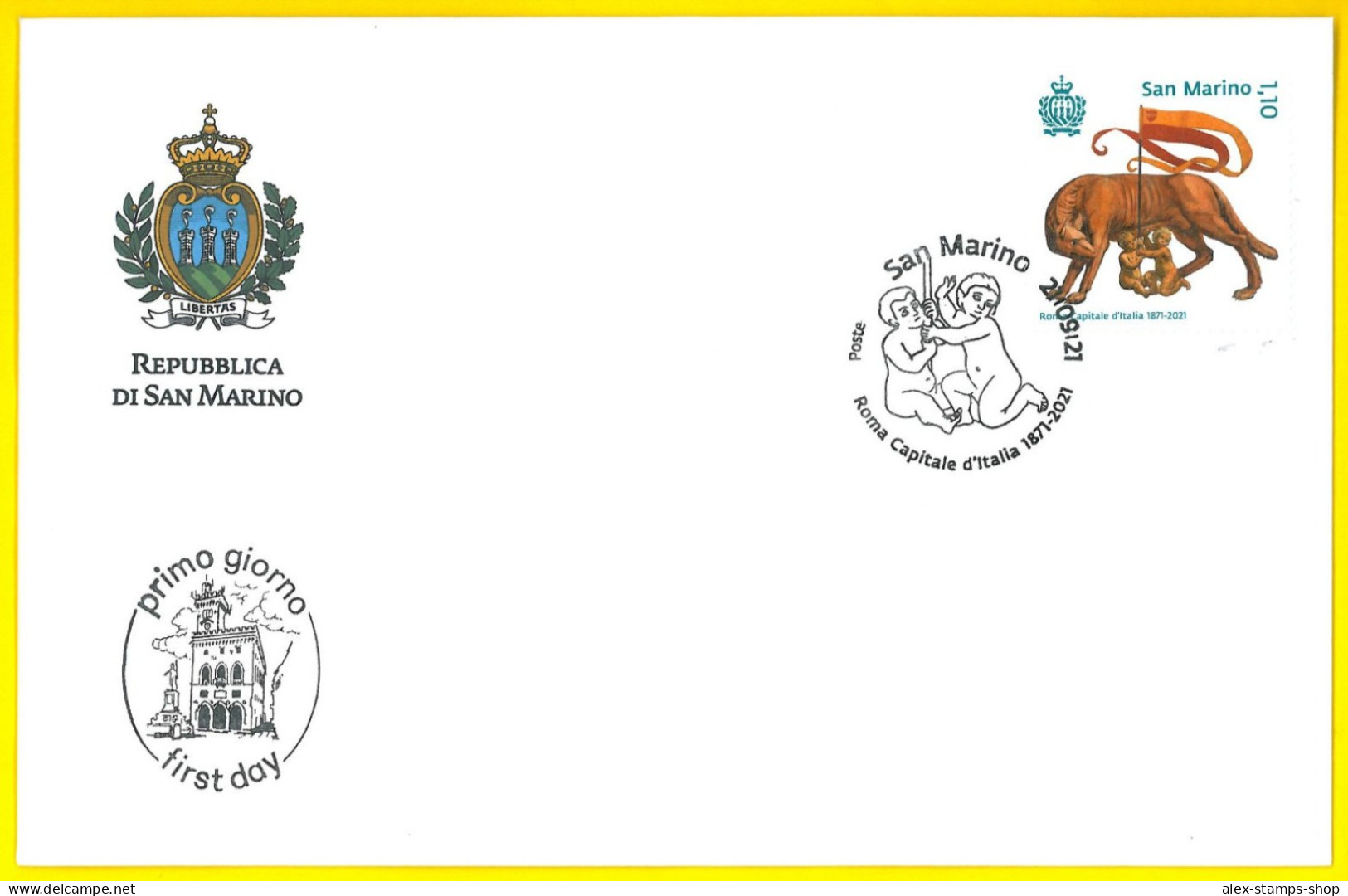 SAN MARINO 2021 FDC 150° Anniversario Di Roma Capitale Di Roma First Day Cover - FDC