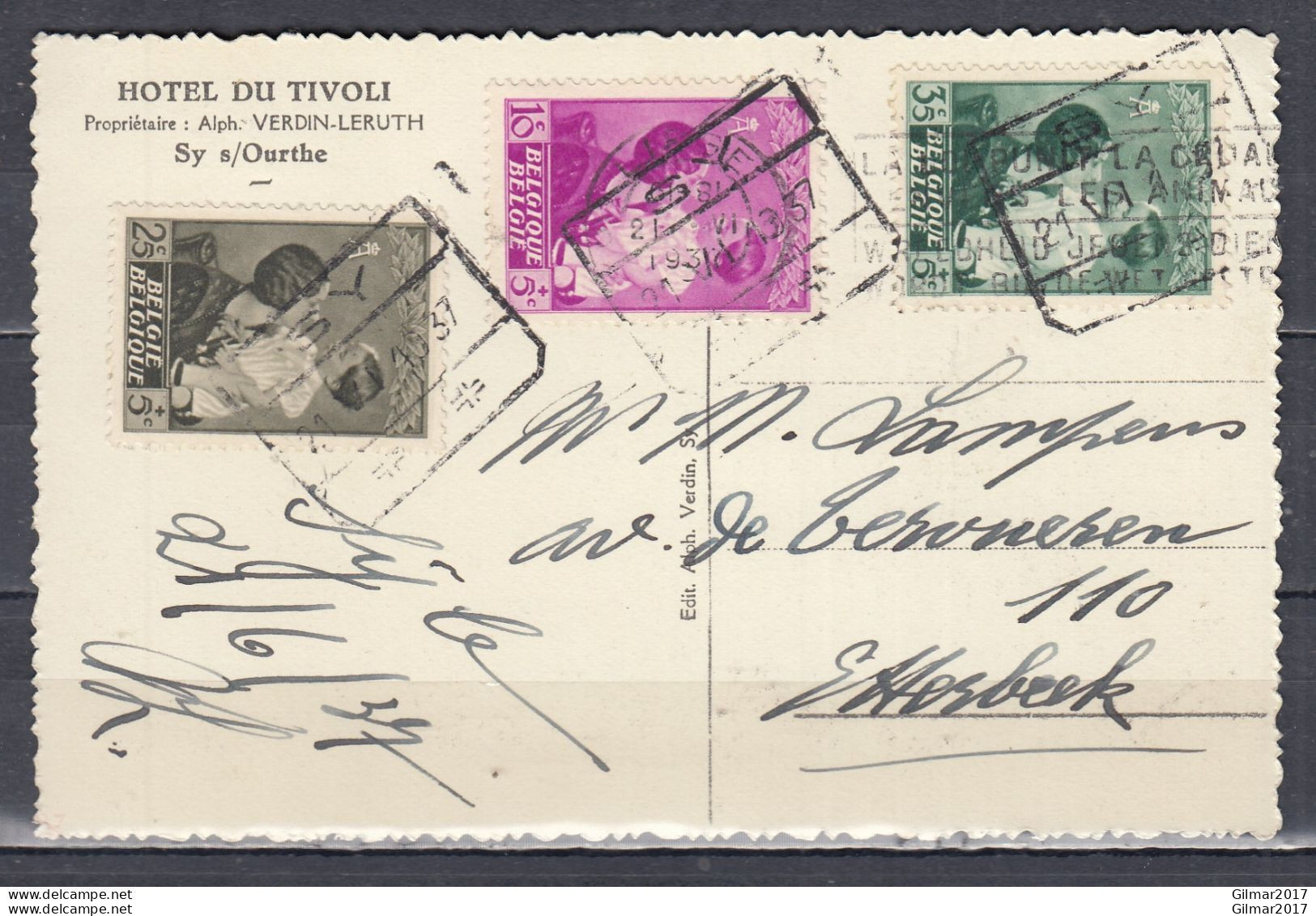 Postkaart Van SY (Spoorwegstempel) Naar Etterbeek - Lettres & Documents