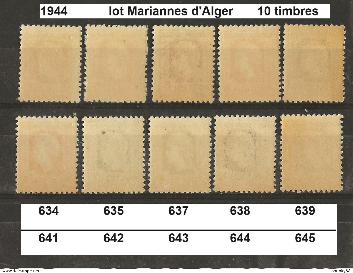 Lot Mariannes D'Alger De 1944 Neuf** Y&T N° 634-639 & 641-645 - Neufs