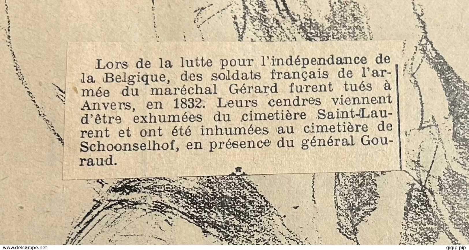 1930 GHI12 CÉREMONIE, AU CIMETIÈRE DE SCHOONSEL, PENDANT L'INHUMATION DES SOLDATS FRANÇAIS TUES A ANVERS EN 1832 1870 - Verzamelingen